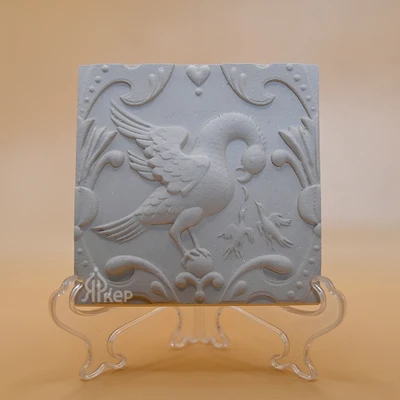 Изразец для росписи "Птица с птенцами"